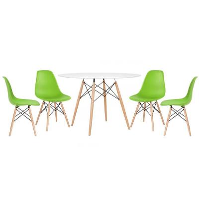Kit - Mesa Eames 120 Cm Branco + 4 Cadeiras Eames Dsw Verde Claro Mesa Branco Com Cadeiras Verde Claro