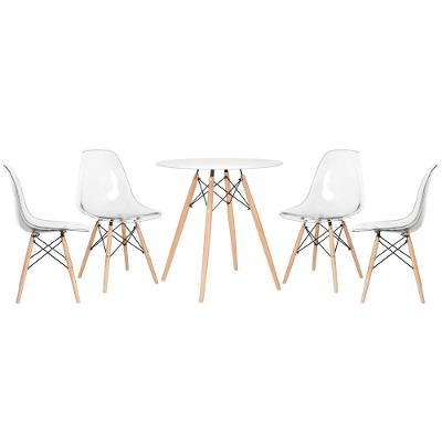 Mesa Jantar Redonda Eames 70 Cm + 4 Cadeiras Eames Dsw Mesa Branco Com Cadeiras Incolor Mesa Branco Com Cadeiras Incolor