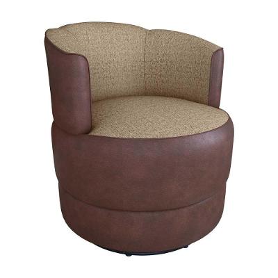 Poltrona Decorativa Giratória Base De Ferro Marselha Matrix Sintetico Rustico Linho Areia