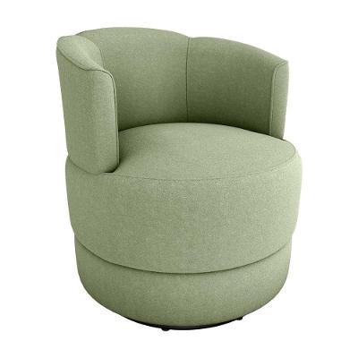 Poltrona Decorativa Giratória Base De Ferro Marselha Matrix Boucle Oliva