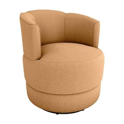 Poltrona Decorativa Giratória Base De Ferro Marselha Matrix Boucle Mostarda