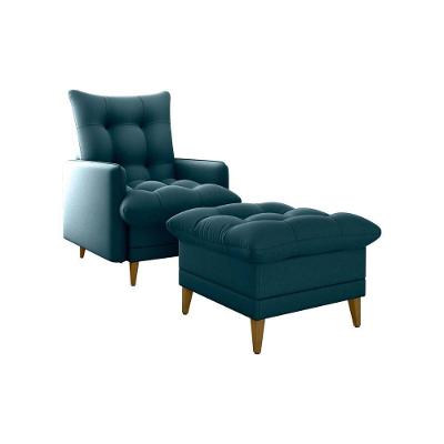 Poltrona De Amamentação Com Puff Montreal Matrix Suede Petróleo
