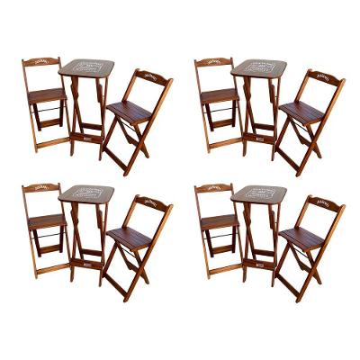 Kit 4 Conjuntos Bistrô Mesa Com 2 Banquetas Dobráveis De Madeira Personalizada Jack - Imbuia