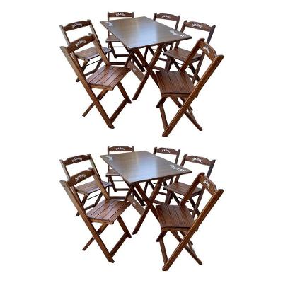 Kit 2 Conjuntos Mesa Dobrável Madeira 110x70 Com 6 Cadeiras Personalizada Jack Imbuia - Tarimatã