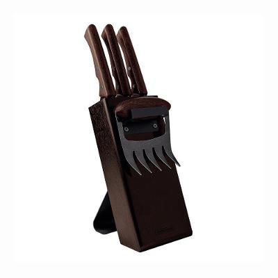 Kit Para Churrasco Black Lâminas Aço Inox Escurecido Cabos De Madeira 05 Peças - Tramontina 22999045