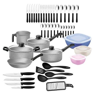 Kit Cozinha 47 Peças Panelas Antiaderentes, Talheres, Facas, Potes E Utensílios Tramontina 20297612