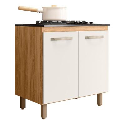 Balcão De Cozinha Fit 80 2 Portas Freijó-off White Cristal Com Tampo Mdp Para Cooktop - Nicioli Freijó-off White Cristal