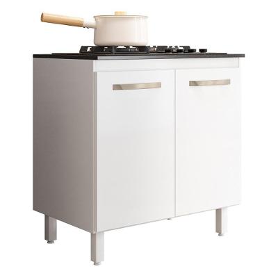 Balcão De Cozinha Fit 80 2 Portas Branco Com Tampo Mdp Para Cooktop - Nicioli Branco
