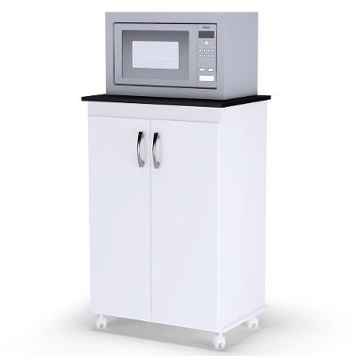 Balcão Cozinha Para Micro-ondas Vitória Branco-preto - Ajl Móveis Branco-preto