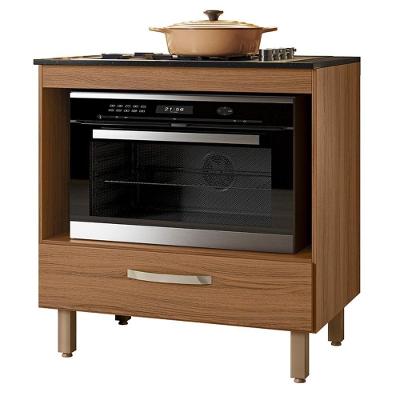 Balcão De Cozinha Fit 80 Ipê Com Tampo Mdp Para Cooktop - Nicioli Ipê