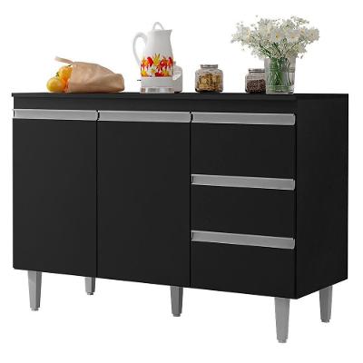 Balcão Pia Andréia 120cm Preto Com Tampo Mdp - Ajl Móveis Preto