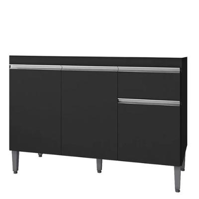 Balcão Pia Tatiane 118cm 3 Portas Preto Sem Tampo - Ajl Móveis Preto