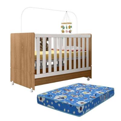 Berço Mini Cama Encanto Nature-branco Com Colchão Baby Physical - Peternella Móveis Nature-branco