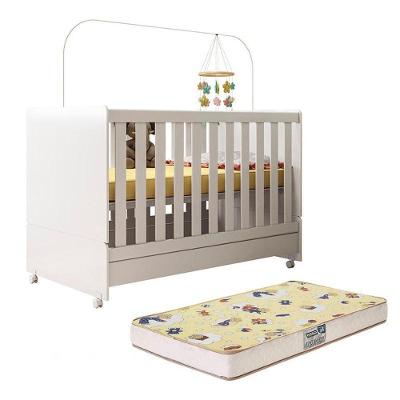Berço Mini Cama Encanto Branco Com Colchão Supreme - Peternella Móveis Branco