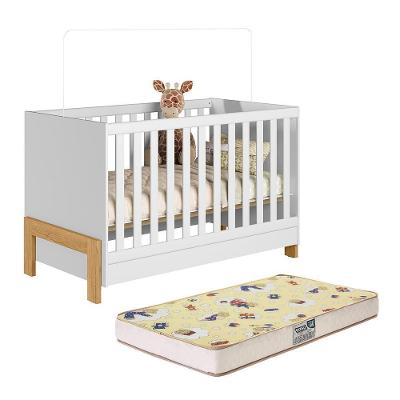 Berço Mini Cama Fantasia Branco Acetinado Com Colchão Supreme - Qmovi Branco Acetinado