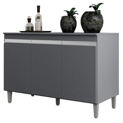 Balcão Pia Manu 120cm Cinza Com Tampo Mdp - Ajl Móveis Cinza