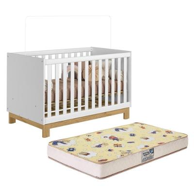 Berço Mini Cama Q Encanto Slim Branco Acetinado Com Colchão Supreme - Qmovi Branco Acetinado