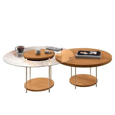 Conjunto De Mesas De Centro Sky Com Tampo De Vidro E Em Mdf Cinamomo - Hb Móveis Cinamomo