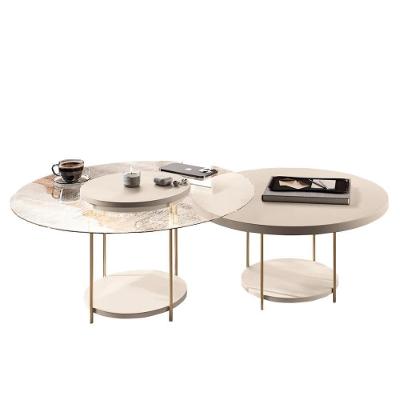 Conjunto De Mesas De Centro Sky Com Tampo De Vidro E Em Mdf Off White - Hb Móveis Off White