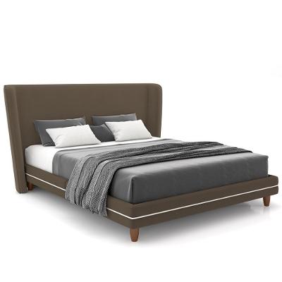 Cabeceira Casal Nilo 140cm Com Cama Pés Madeira Suném P05 Veludo Marrom - Lyam Decor