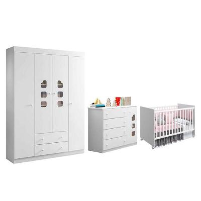 Dormitório Infantil Lívia Guarda Roupa, Cômoda E Berço Tico Branco - Phoenix Baby Branco