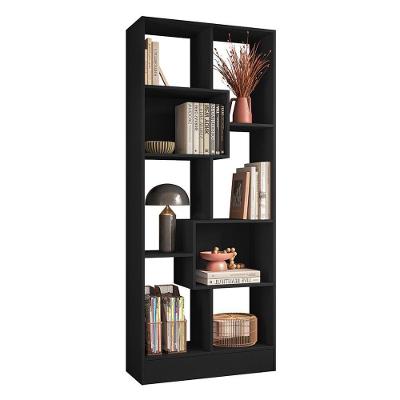 Estante Livreiro Com 8 Nichos Preto Fosco - Qmovi Preto Fosco