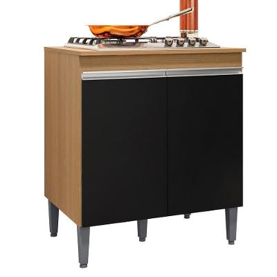 Balcão Cooktop Andréia 79cm Com 2 Portas Amêndoa-preto - Ajl Móveis Amêndoa-preto