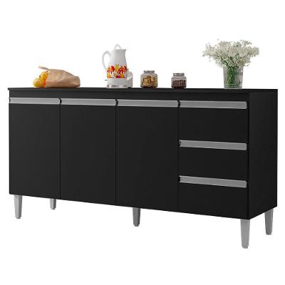 Balcão Pia Andréia 160cm Preto Com Tampo Mdp - Ajl Móveis Preto