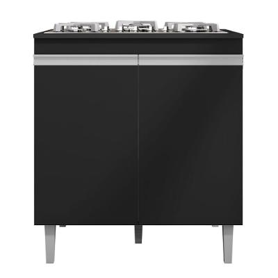Balcão Cooktop Andréia 79cm Com 2 Portas Preto Fosco - Ajl Móveis Preto Fosco