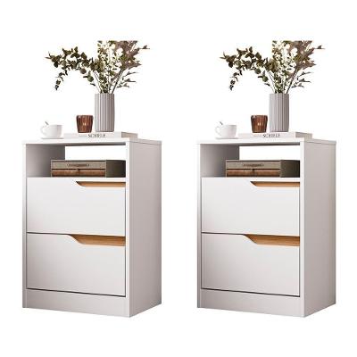 Kit 2 Mesas De Cabeceira Sole 2 Gavetas Flex Branco-freijó - Móveis Albatroz Branco-freijó