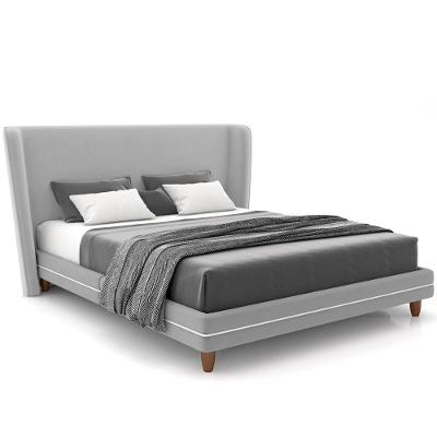 Cabeceira Casal Nilo 140cm Com Cama Pés Madeira Suném P05 Veludo Cinza - Lyam Decor