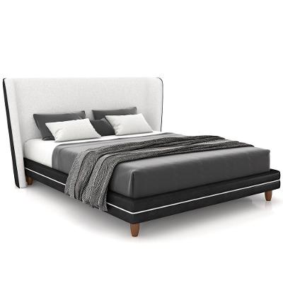 Cabeceira Casal Nilo 140cm Com Cama Pés Madeira Suném P05 Couríssimo Preto Bouclê Cru - Lyam Decor