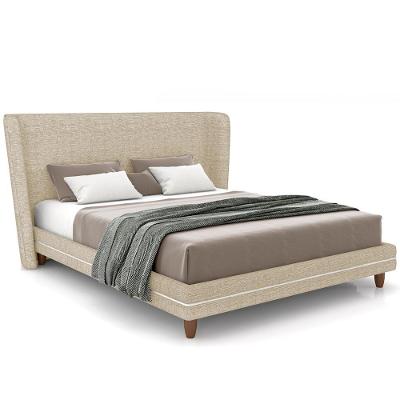 Cabeceira Casal Nilo 140cm Com Cama Pés Madeira Suném P05 Linho Bege - Lyam Decor