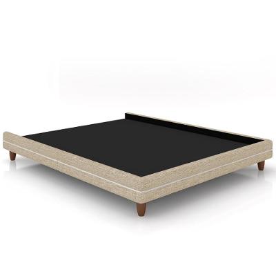 Cama Casal Base Box Pés Madeira 168cm Suném P05 Linho Bege - Lyam Decor