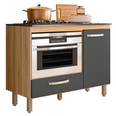 Balcão De Cozinha Fit 1 Porta E 1 Gaveta Freijó-chumbo Com Tampo Mdp Para Cooktop - Nicioli Freijó-chumbo