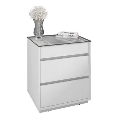Mesa De Cabeceira Belize 3 Gavetas Branco - Casa D Branco