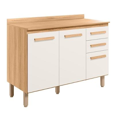 Balcão De Cozinha Intenza 120cm Freijó-off White Cristal Com Tampo Mdp - Nicioli Freijó-off White Cristal