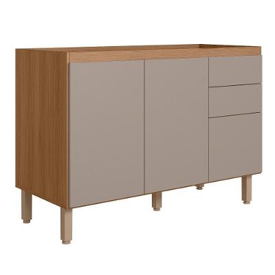 Balcão De Cozinha Acácia Touch 120cm Ipê-fendy Sem Tampo - Nicioli Ipê-fendy