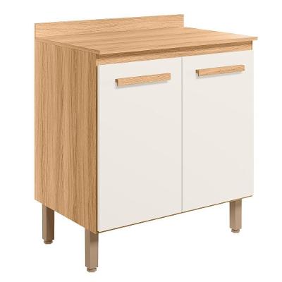 Balcão De Cozinha Intenza 80cm Freijó-off White Cristal Com Tampo Mdp - Nicioli Freijó-off White Cristal