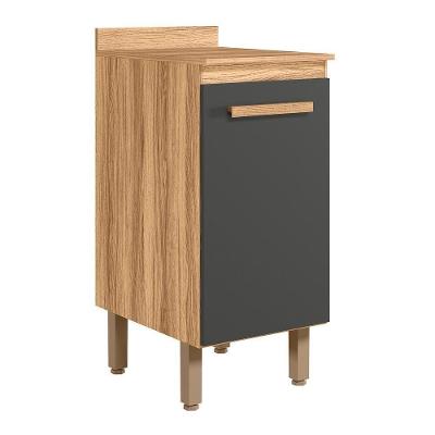 Balcão De Cozinha Intenza 40cm Freijó-chumbo Com Tampo Mdp - Nicioli Freijó-chumbo