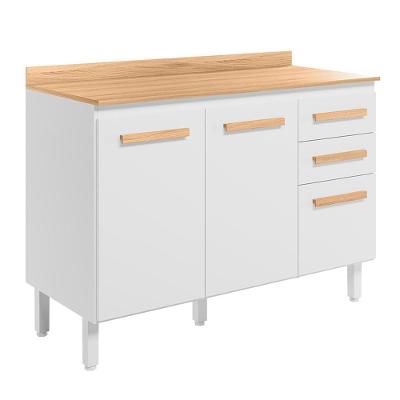 Balcão De Cozinha Intenza 120cm Branco Com Tampo Mdp - Nicioli Branco