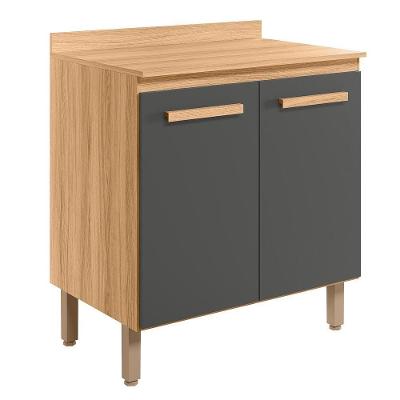 Balcão De Cozinha Intenza 80cm Freijó-chumbo Com Tampo Mdp - Nicioli Freijó-chumbo