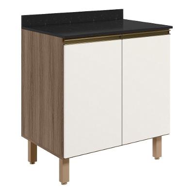 Balcao Com Tampo 2 Portas 70 Cm Mdf Kali 12221 Carvalho Toq Off White Cetim Nicioli