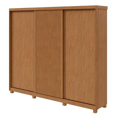 Guarda-roupas Ollie 276cm 3 Portas 6 Gavetas 6 Prateleiras Sem Espelho Com Pés Amendoa Clean