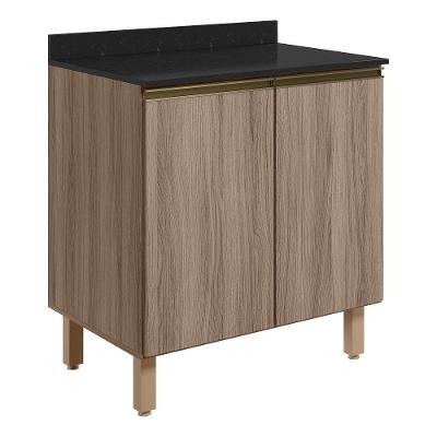 Balcao Com Tampo 2 Portas 80 Cm Mdf Kali 12223 Carvalho Toq Carvalho Toq Nicioli