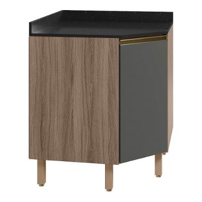 Balcao Canto Obliquo Tampo Mdf Kali 12222 Carvalho Toq Chumbo Nicioli