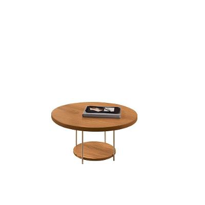 Mesa De Centro Redonda Mdf Pés Metálicos Mia Cinamomo H01 - D'rossi