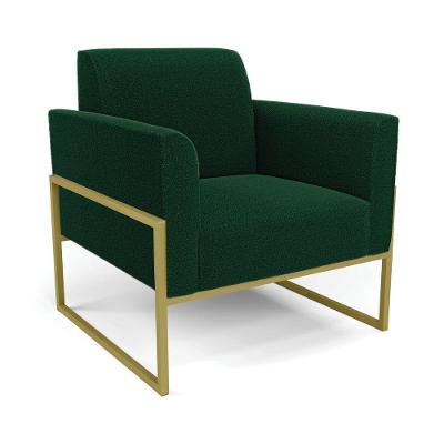 Poltrona Sala Estar Industrial Alta Dourado Marisa Bouclê Verde D03 - D'rossi