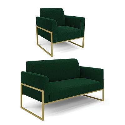 Namoradeira E Poltrona Industrial Alta Dourado Marisa Bouclê Verde D03 - D'rossi