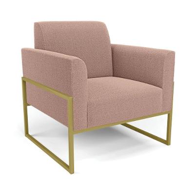 Poltrona Sala Estar Industrial Alta Dourado Marisa Bouclê Rosê D03 - D'rossi